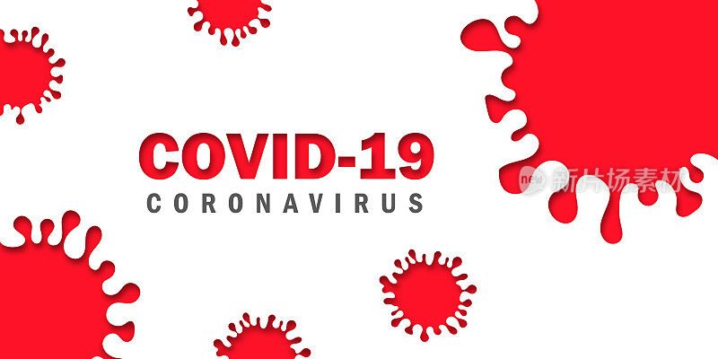 新型冠状病毒载体及疾病细胞和红细胞的病毒背景。RED COVID-19冠状病毒爆发与大流行医疗健康风险概念。矢量图